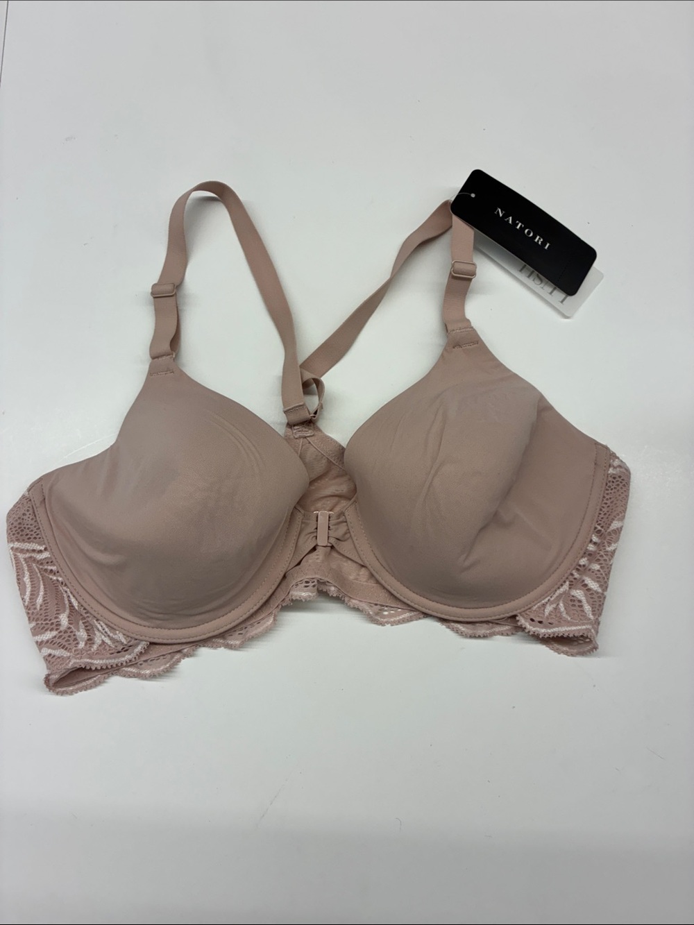 NES Natori Dusty Blush Lace-Trim Underwire T-Shirt Bra Size 38C